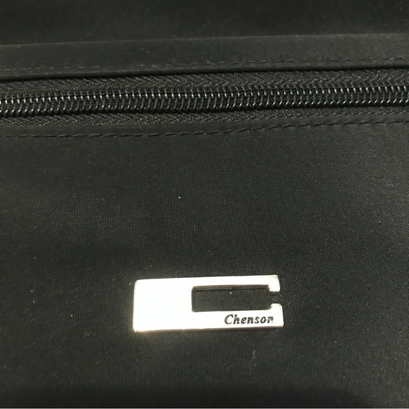 Chenson Black Shoulder Bag Zipper & Velcro Compartments Silver Hardware - Picture 3 of 11